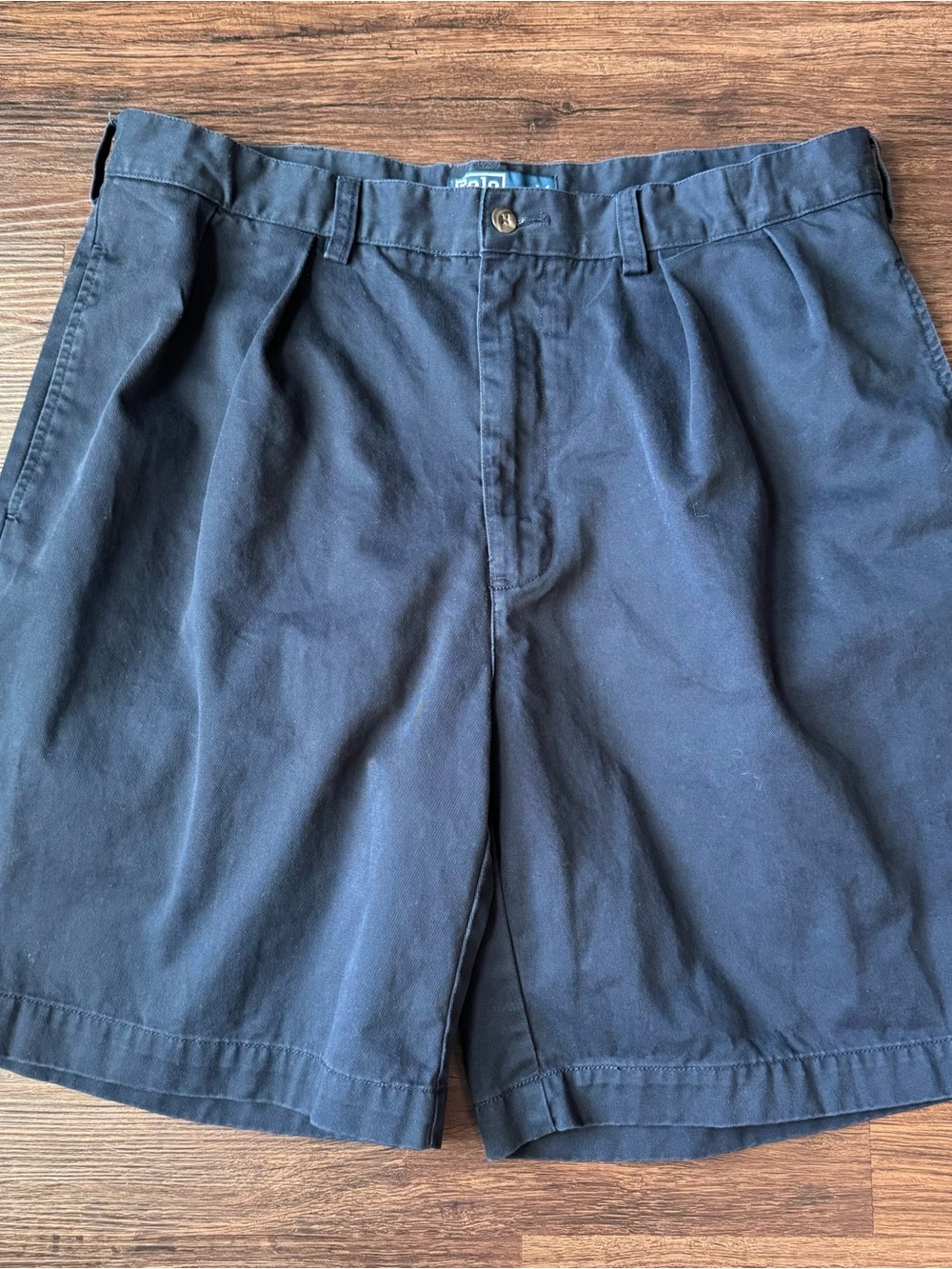 Vintage Polo Ralph Lauren Tyler Shorts Men's 35 Navy 9" Inseam Double Pleated